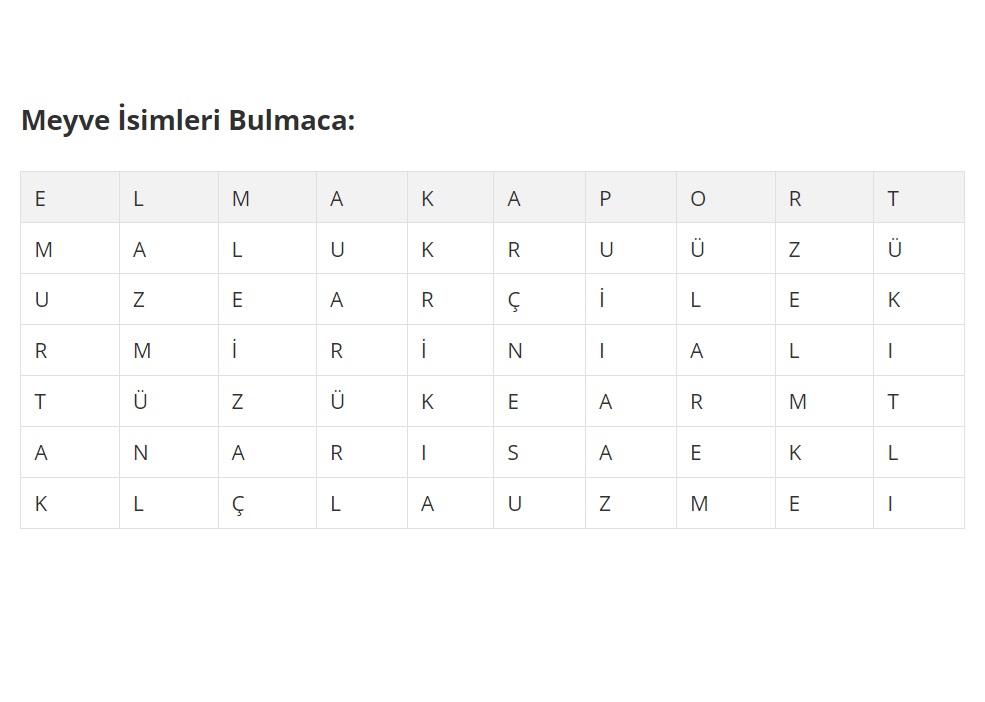 Çocuklar için Meyveler Bulmaca & Bilmece Oyunu