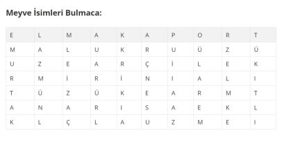 Çocuklar için Meyveler Bulmaca &#038; Bilmece Oyunu